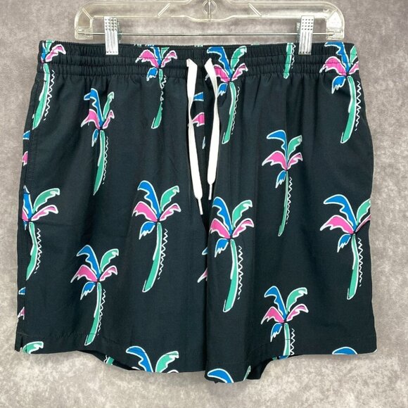 Chubbies Swim Trunks Shorts Mens XL Black Palm tree Floral Beach Aloha Pool 5.5" - Picture 1 of 8